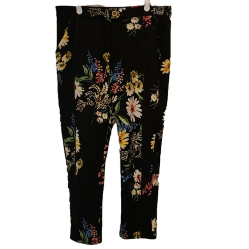 AMARYLLIS Pants Women's Floral Cropped Stretch Ladies Size Large